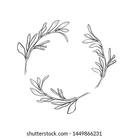 Black and white wreath with grass.Vector illustration.