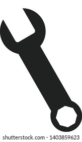 Black and white wrench flat icon - vector 