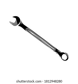 Black and white wrench vector