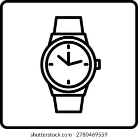 Black and white of a wristwatch with simple and clear face clock