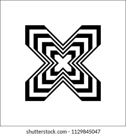Black and white X alphabet on white background vector.