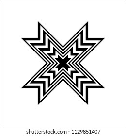 Black and white X icon on white background vector.