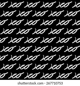 Black and White xoxo Seamless pattern. Hand writing xoxo.
