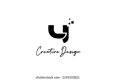 black white Y alphabet letter logo icon design with dots. Creative template for company and business