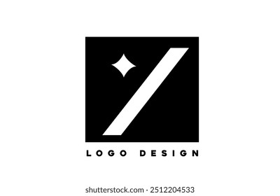 black white Y corporate letter alphabet logo icon design with star suitable for a business or company