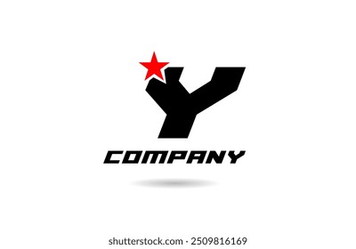 black and white Y letter alphabet logo icon design with red star suitable for a business or company