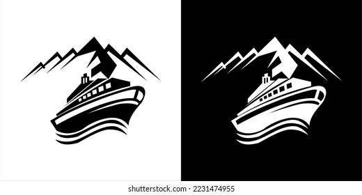 black and white yacht logo vector