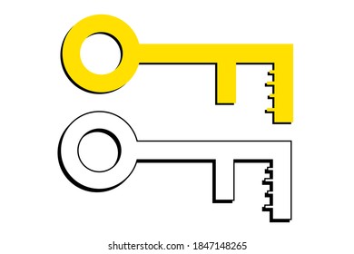 Black and white and yellow key vector