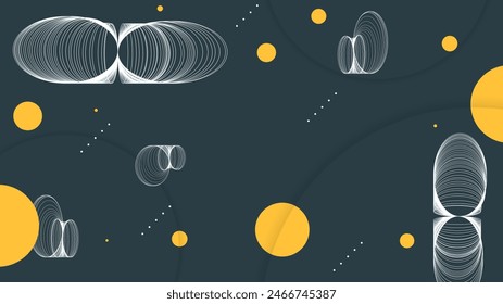 Black white and yellow minimalist abstract background with memphis style in geometric