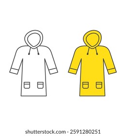 Black and white and yellow raincoat.