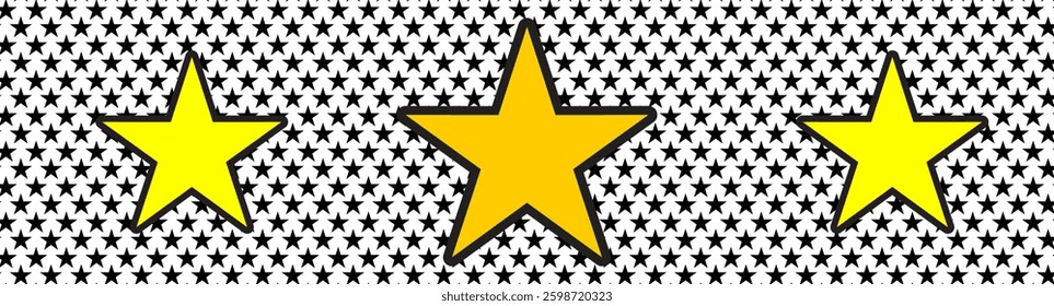 Black White yellow Stars Seamless Pattern Vector Background Wallpaper