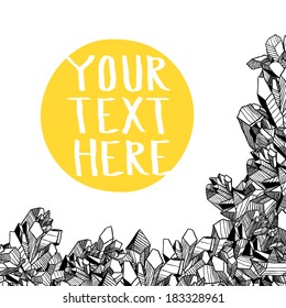 Black, white and yellow vector template for your design with crystals