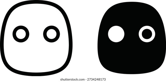 Black and white yin yang faces on white background