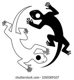 Black and white yin yang lizards