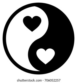 Black And White Yin Yang Logo.Heart