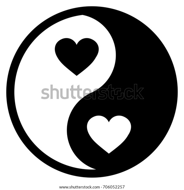 Black White Yin Yang Logoheart Stock Vector Royalty Free 706052257