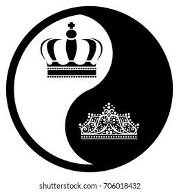 Black And White Yin Yang Logo.King And Queen Crown 