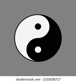 Black and white yin yang on a gray background