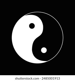 Black and white yin yang on a white background