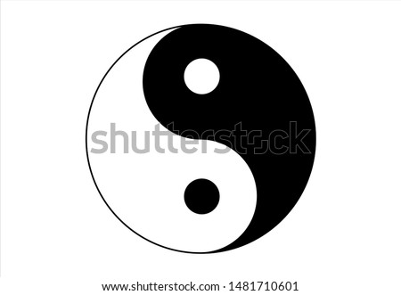 Black and white Yin and Yang simple icon on white background. Concept of dualism in ancient Chinese philosophy. The taichi symbol vector design. Ying yang symbol of harmony and balance. Stok fotoğraf © 