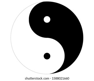 Black and white yin yang symbol . Icon on a white background