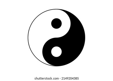 Black and white yin yang symbol on a white background.