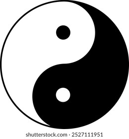 Black and white yin yang symbol on a white background.