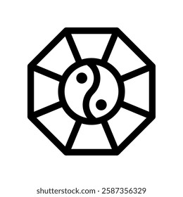 Black and White Yin Yang Symbol Inside Geometric Design