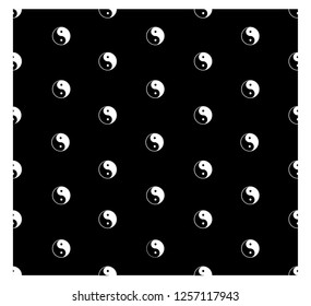 Black and white ying yang seamless pattern