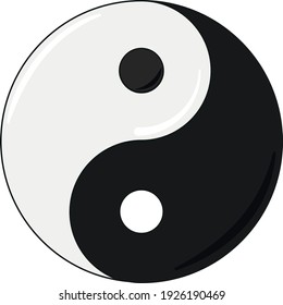 Black and White Yin-Yang symbol vector illustration.