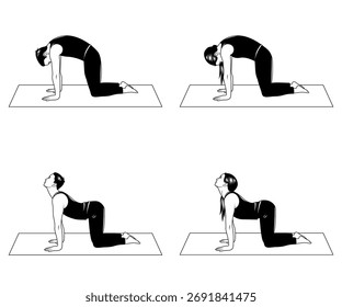Ilustraciones vectoriales de yoga en blanco y negro