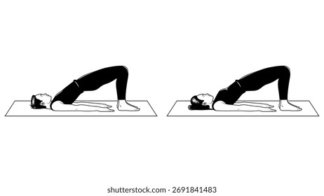 Schwarz-Weiß Yoga Vektorgrafiken