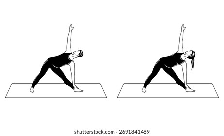 Black and White Yoga Vector Illustrations