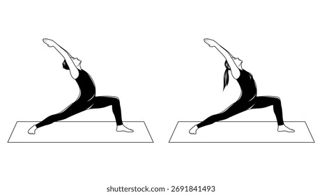 Ilustrações de vetor de ioga preto e branco