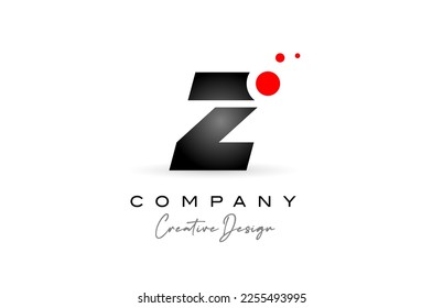 black and white Z alphabet letter logo with red dot. Corporate creative template design for company and business
