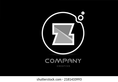 black and white Z geometric alphabet letter logo icon with circle. Creative template for business and company