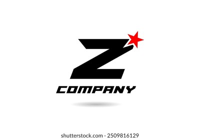 black and white Z letter alphabet logo icon design with red star suitable for a business or company