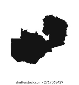 Black and White Zambia Simple Map
