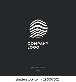 Black and White Zebra chat Logo Design. Creative vector illustration with lines.