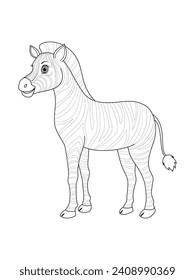 Black and white zebra for coloring book.