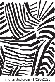 Black and white zebra fur pattern. Stylish wild zebra print. Animal print background for fabric, textile, design