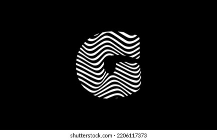 Black and White Zebra G Letter Logo Design. Creative G vector illustration with lines.