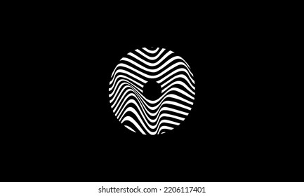 Black and White Zebra O Letter Logo Design. Creative O vector illustration with lines.