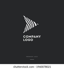 Black and White Zebra play Logo Design. Creative vector illustration with lines.