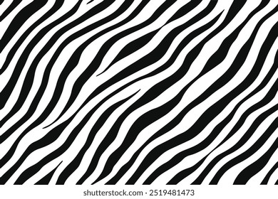 Patrón de impresión de cebra en blanco y negro o Vector de textura de piel de cebra