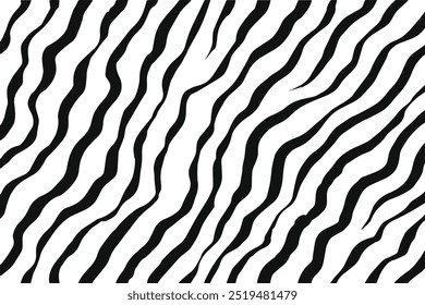 Black and white zebra print pattern or zebra skin texture vector