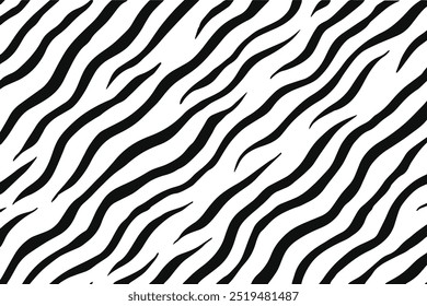 Black and white zebra print pattern or zebra skin texture vector