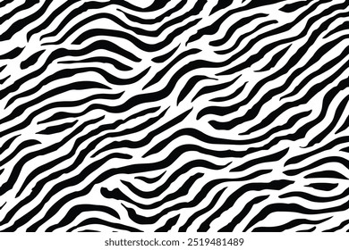 Black and white zebra print pattern or zebra skin texture vector