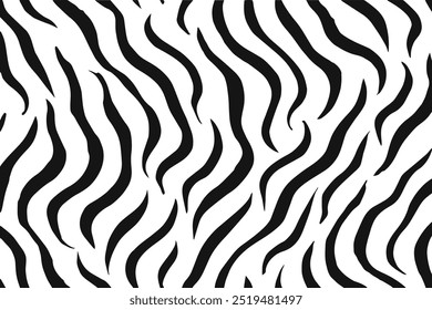 Patrón de impresión de cebra en blanco y negro o Vector de textura de piel de cebra