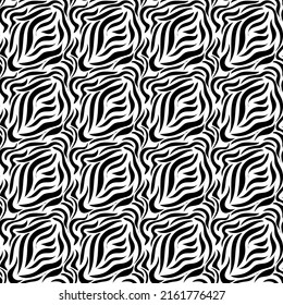 Black and white zebra seamless pattern. Design for fabric, clothing, wrapping paper. Vector illustration